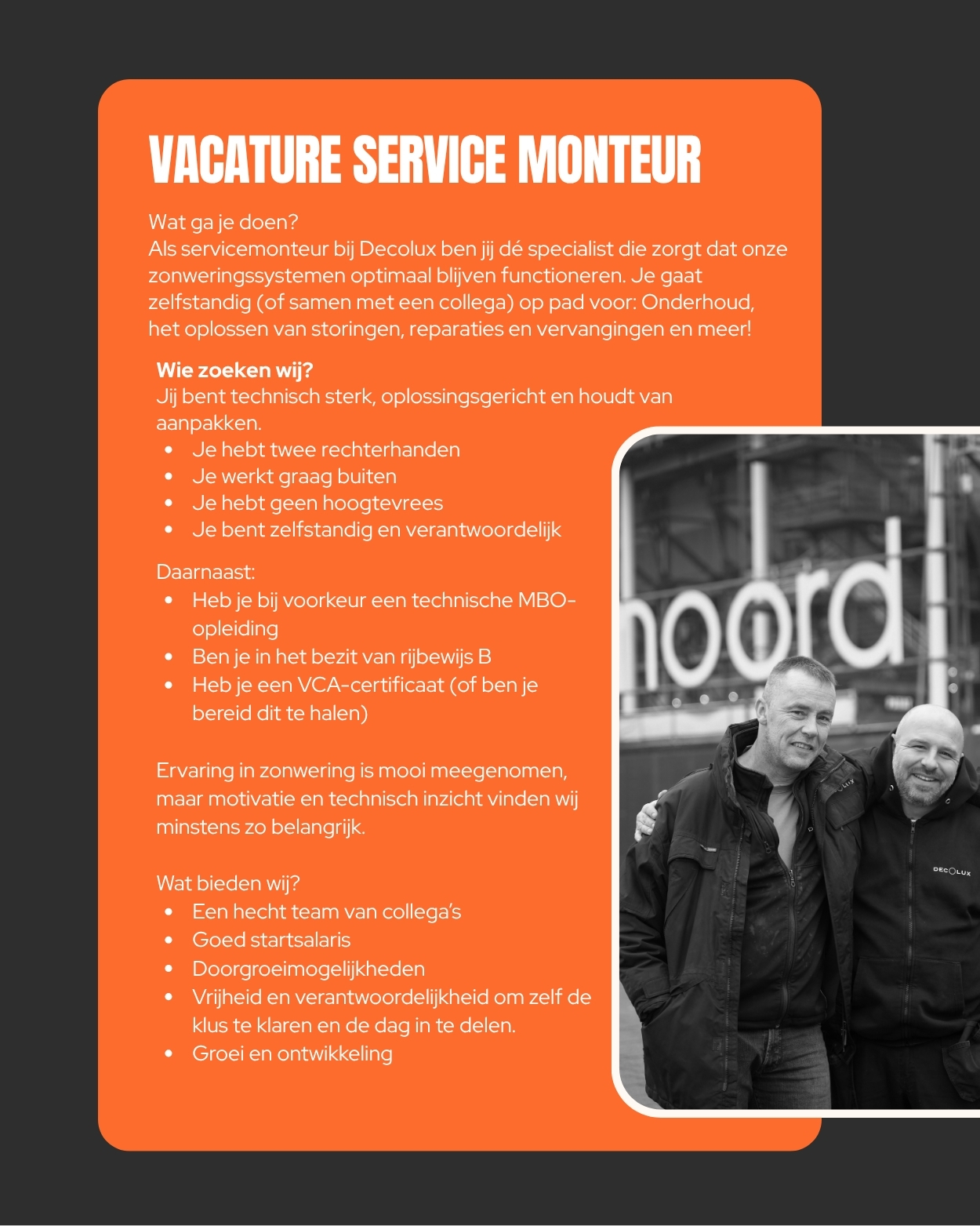 Vacature Service Monteur